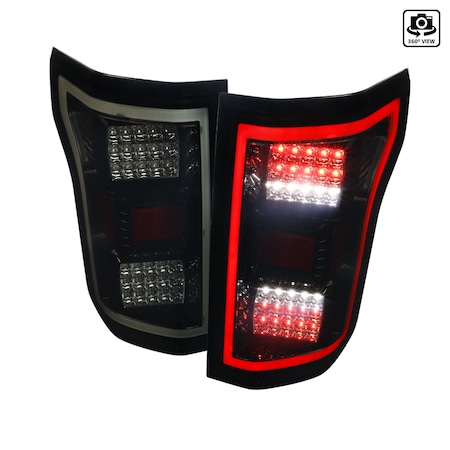 Spec-D Tuning Ford F150 Tail Lights- Glossy Black Housing With Smoke Lens 18-20 LT-F15018BBLED-TM